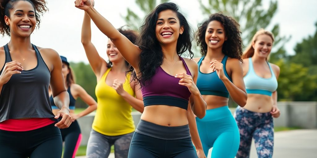 Vrouwen in sportkleding genieten van een buitenworkout.