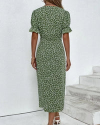Button dress with V-neck and short sleeves - Luisa