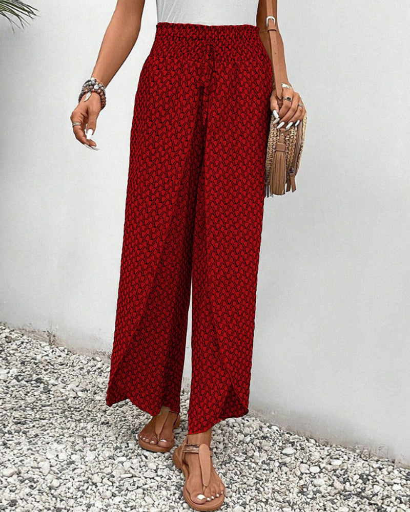 Damesbroek met hoge taille & geometrisch patroon – Sapphira