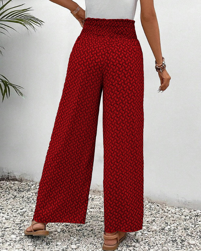 Damesbroek met hoge taille & geometrisch patroon – Sapphira