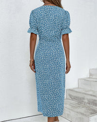 Button dress with V-neck and short sleeves - Luisa
