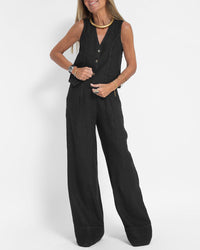 Linnen 2-Delige Set met Wijde Broek en Vest – Alma