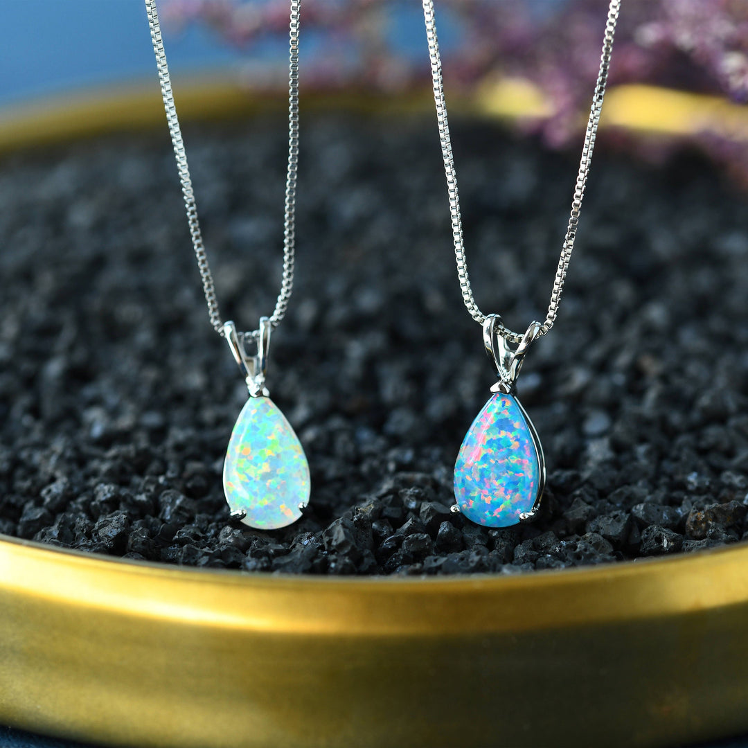 Minimalist Drop Opal Pendant Necklace - Selina