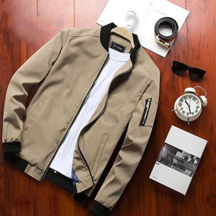 Light & trendy men's bomber jacket with zipper - Jaron