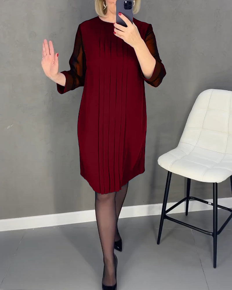 Trendy Shift Dress with Mesh Details - Gabrielle