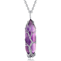 Stylish Crystal with Tree of Life Gemstone Necklace - Elara