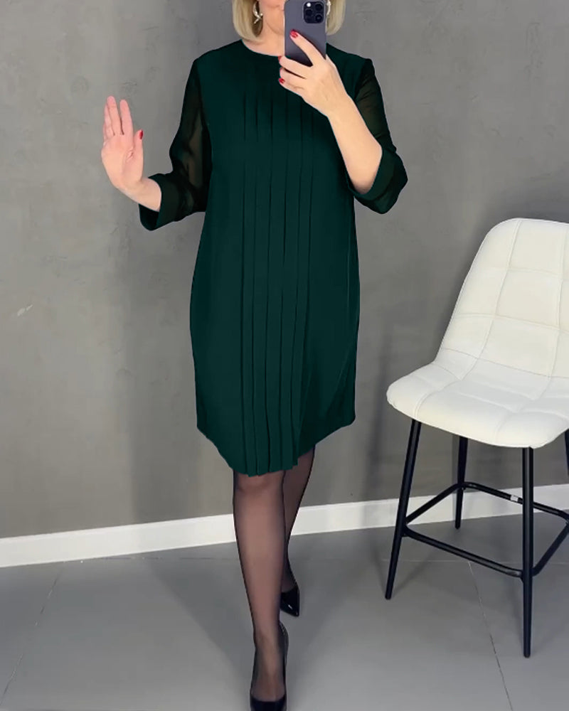 Trendy Shift Dress with Mesh Details - Gabrielle