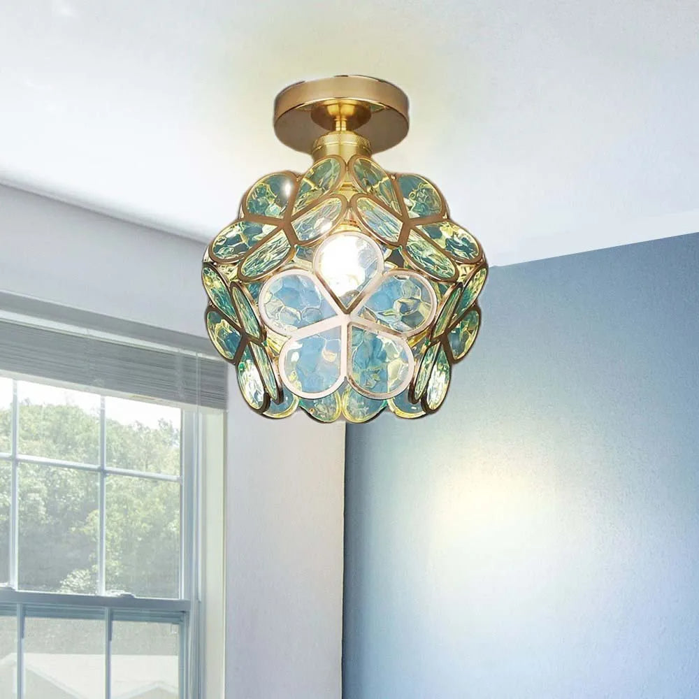 Artystyczna szklana lampa sufitowa z motywem kwiatowym - FlowerHall