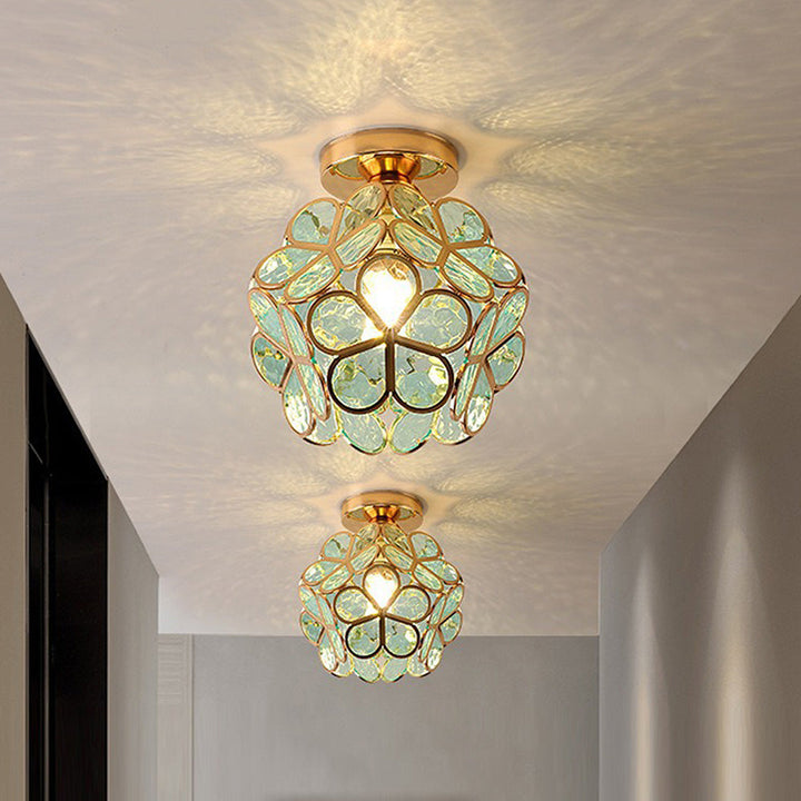 Artystyczna szklana lampa sufitowa z motywem kwiatowym - FlowerHall