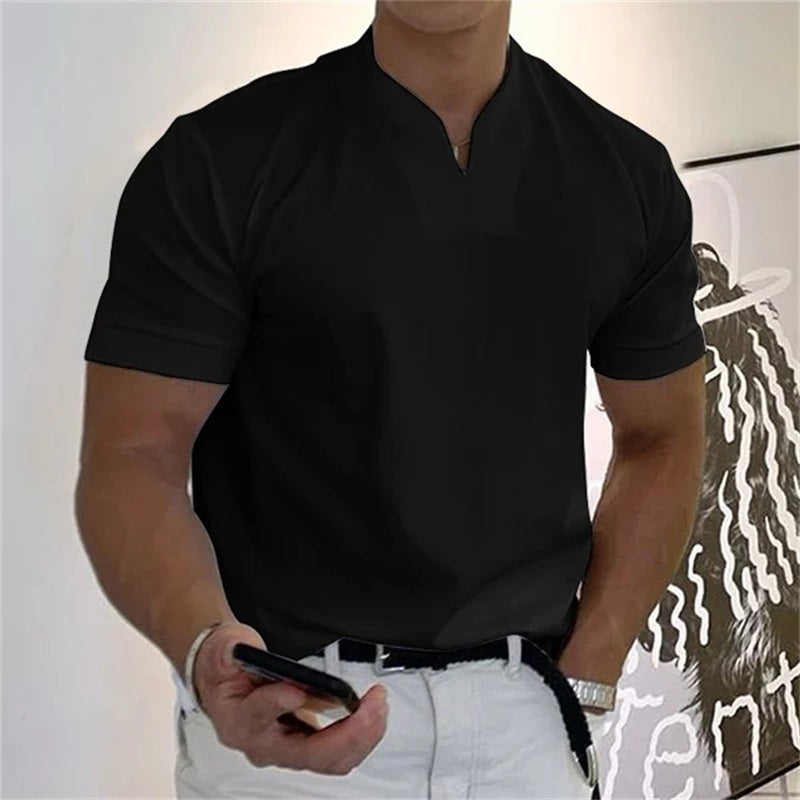 Breathable men's fitness shirt with V-neck - Timo
