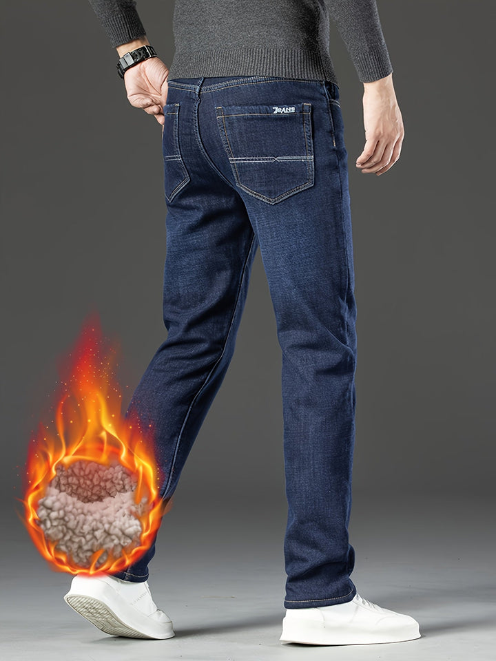 Warm Men's Winter Jeans with Fleece Lining - Grayson