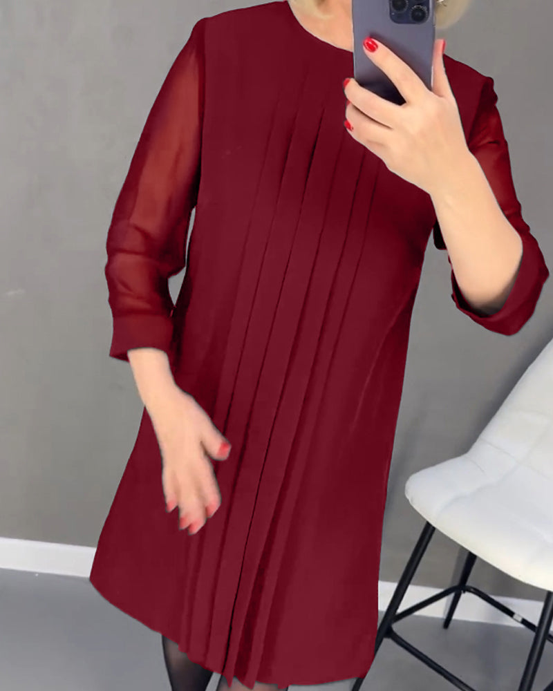 Trendy Shift Dress with Mesh Details - Gabrielle