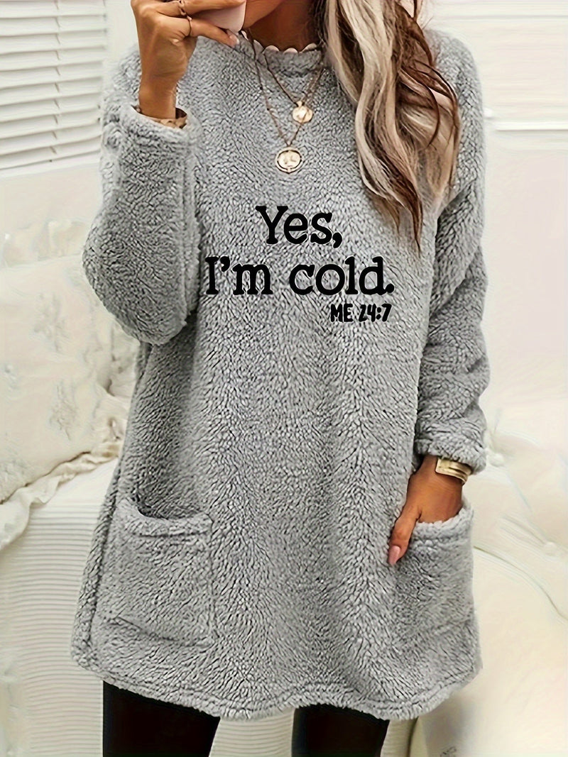 Comfortable Fleece Sweatshirt with Print - Luna