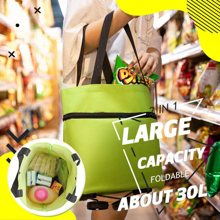 2-in-1 Convertible Shopping Bag with Wheels - CarryFlex