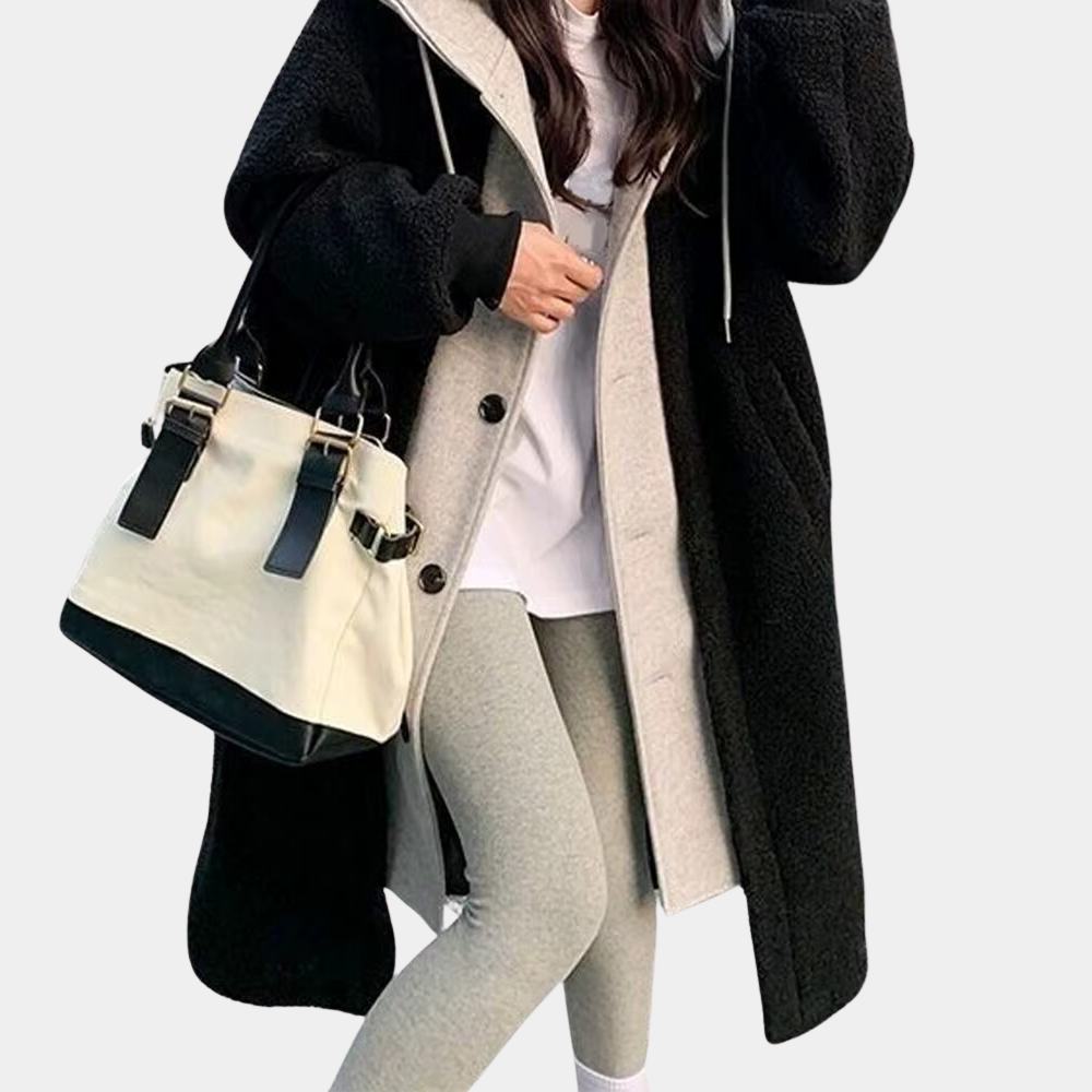 Casual Long Women's Coat with Hood - Isla