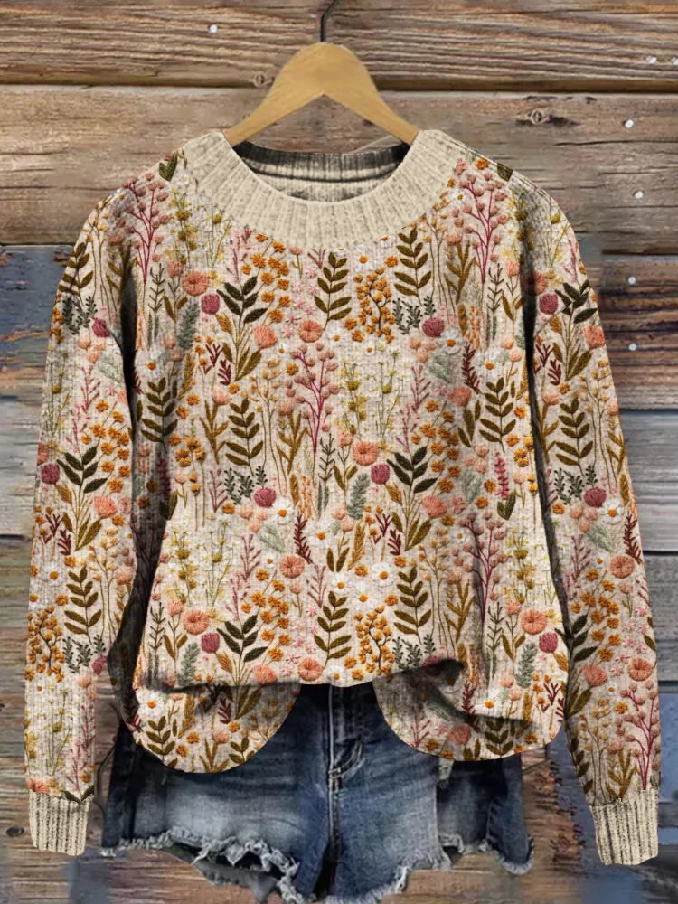 Warm Embroidered Women's Sweater - Olivia