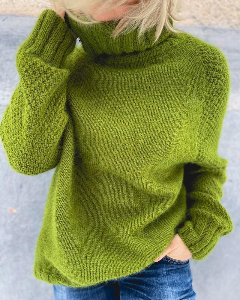 Grasgroene Oversized Gebreide Damescoltrui - Nora