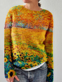Casual Trui met Zonnebloemkunst - Norelle