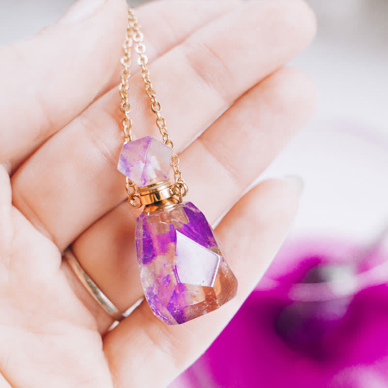 Crystal Perfume Bottle Necklace - Iris
