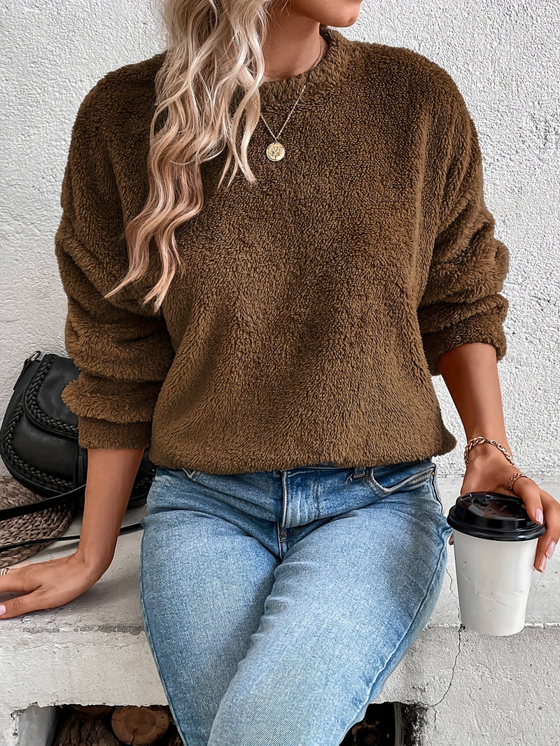 Comfortable Teddy Pullover Sweatshirt - Livia