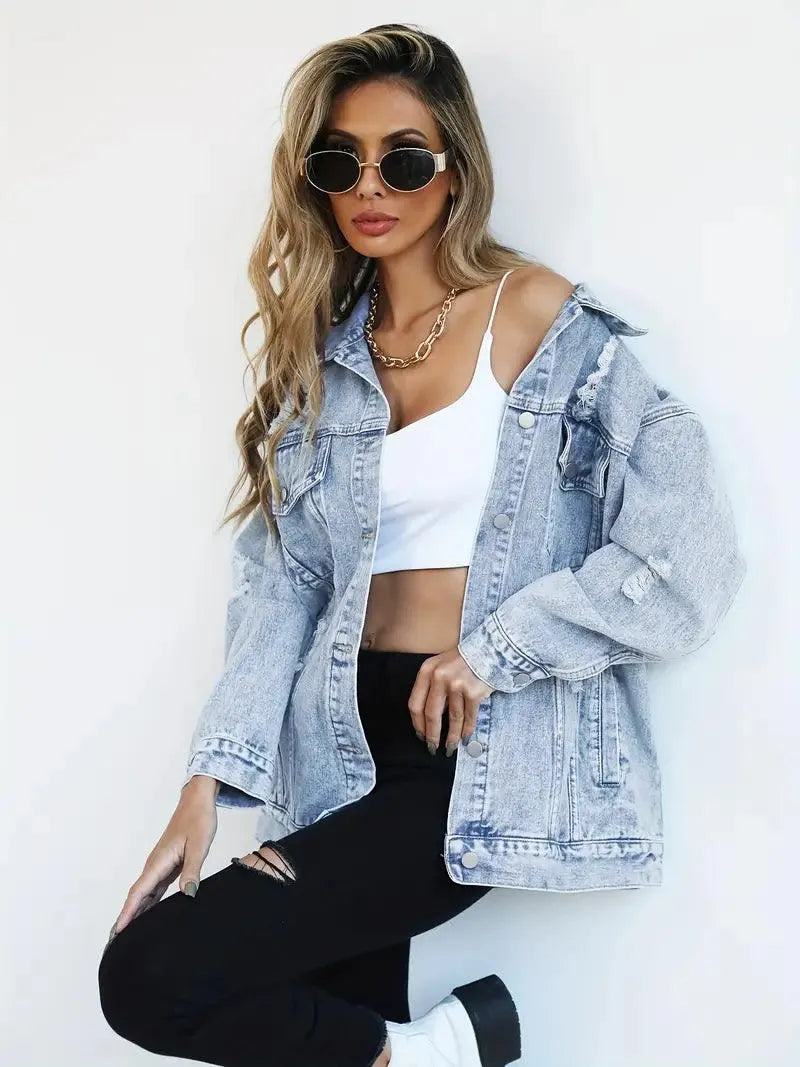Waterproof & Lined Oversized Women's Denim Jacket – Talia