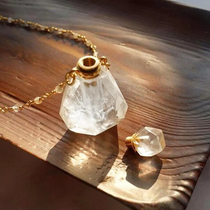 Crystal Perfume Bottle Necklace - Iris