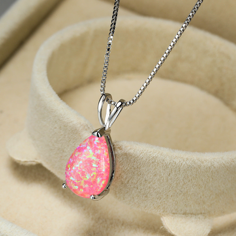 Minimalist Drop Opal Pendant Necklace - Selina