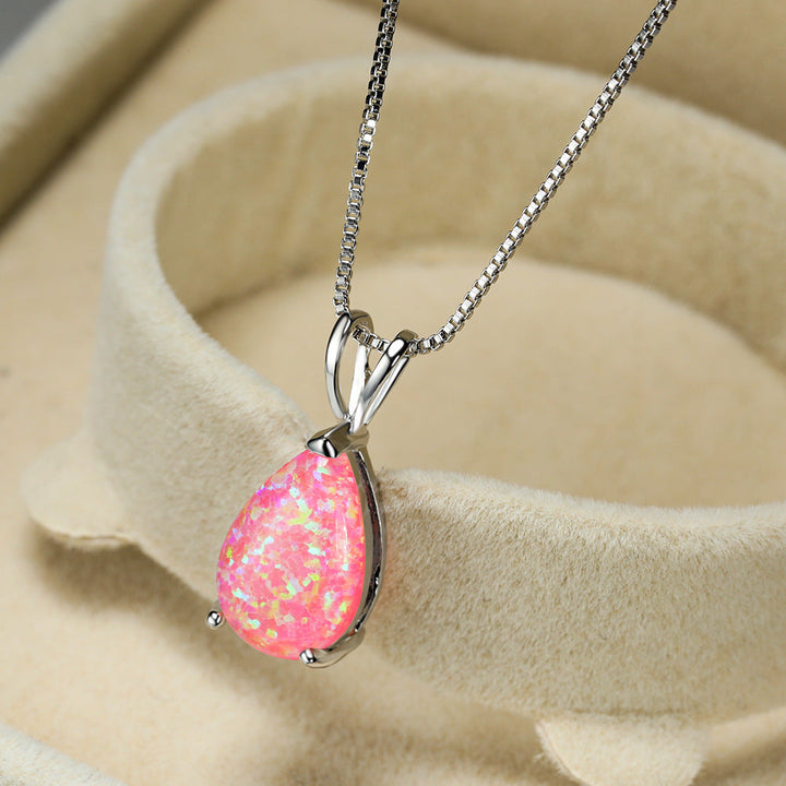 Minimalist Drop Opal Pendant Necklace - Selina