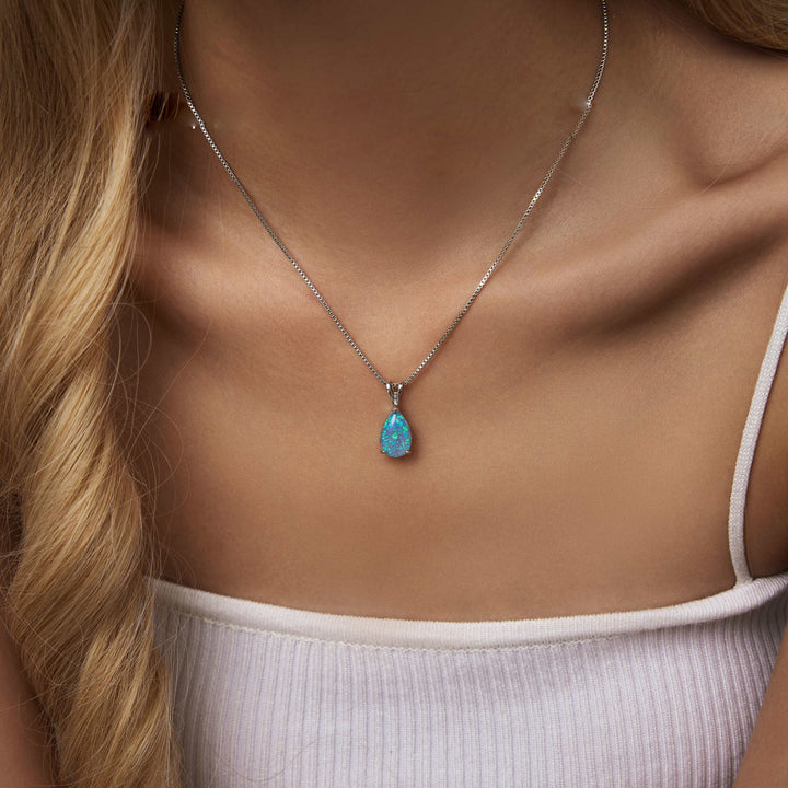 Minimalist Drop Opal Pendant Necklace - Selina