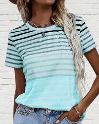 Gestreept dames T-shirt met ronde hals en kleurverloop – Melia