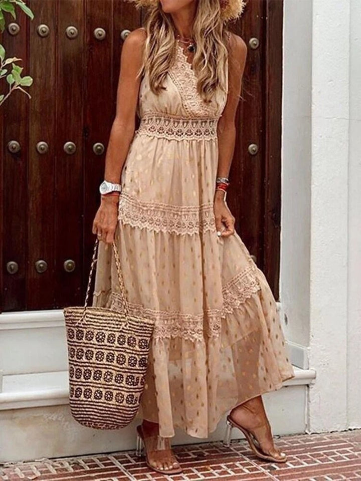 Lekka sukienka boho na lato w stylu Ibizy z dekoltem w serek – Niva
