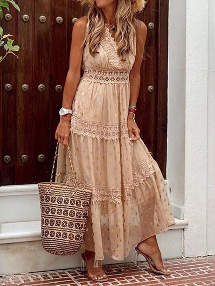 Lekka sukienka boho na lato w stylu Ibizy z dekoltem w serek – Niva