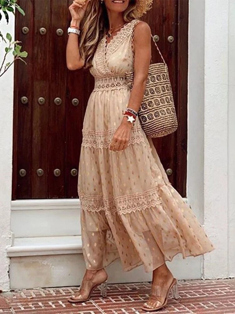 Lekka sukienka boho na lato w stylu Ibizy z dekoltem w serek – Niva