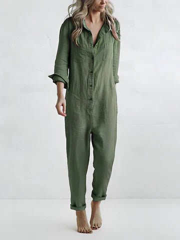 Casual Women's Jumpsuit with Button Closure - Amira