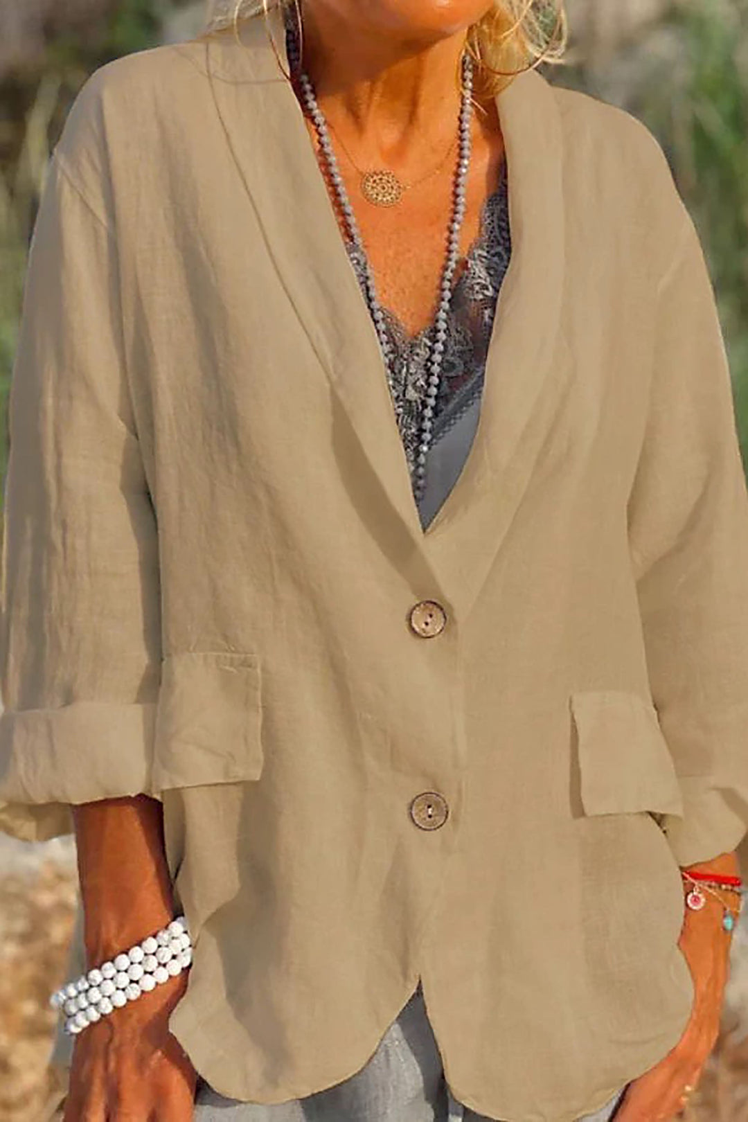 Light linen blazer for women with buttons - Clara