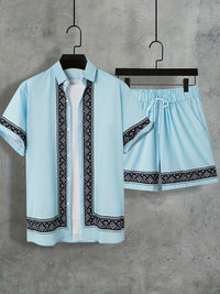 Tweedelige Boho Zomer Set Heren Shirt en Shorts Casual - Malik