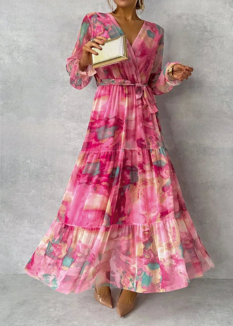 Bloemen Print Wikkel Maxi Jurk – Viviana