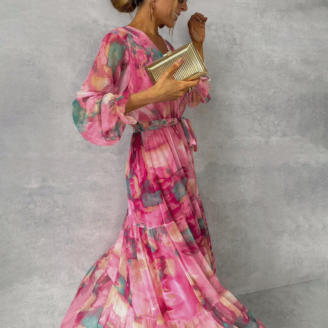 Bloemen Print Wikkel Maxi Jurk – Viviana