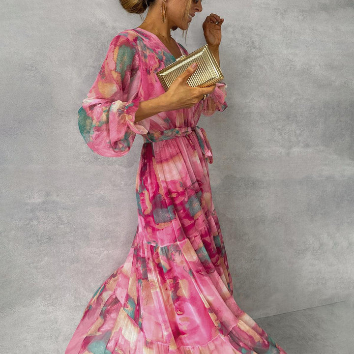 Bloemen Print Wikkel Maxi Jurk – Viviana