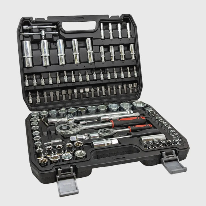 108-Piece Chrome Vanadium Socket Set – TorqueMaster