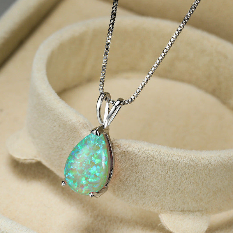 Minimalist Drop Opal Pendant Necklace - Selina