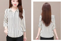 Stylish women's chiffon blouse with buttons & turned-down collar – Fenya