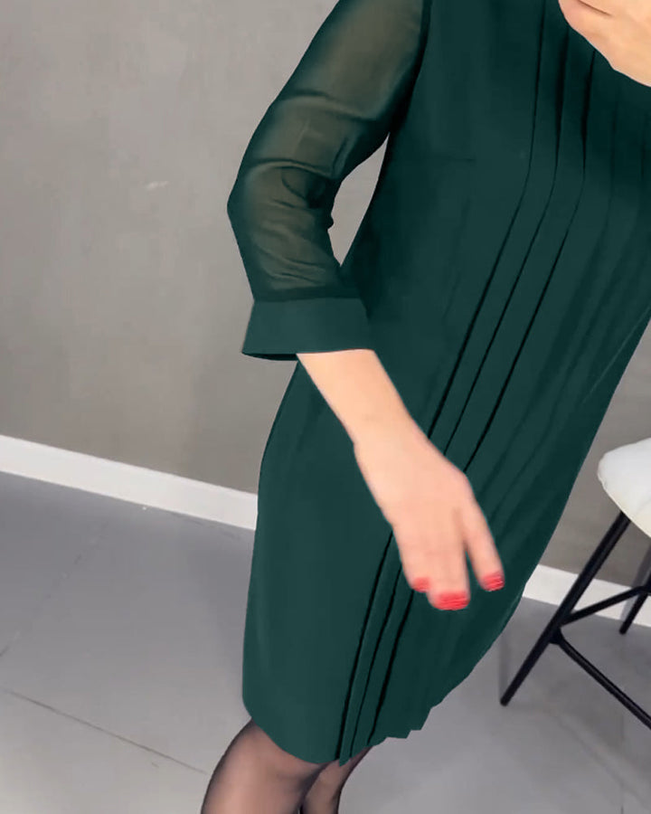 Trendy Shift Dress with Mesh Details - Gabrielle