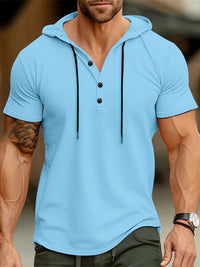 Men's T-shirt with Hood and Button Closure – Mason