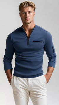 Stylish Men's Sweater with Quarter Zip – Lorenzo