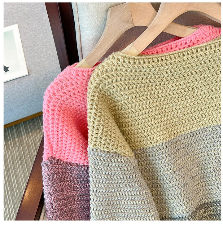 Oversized women's sweater with patchwork design – Melina