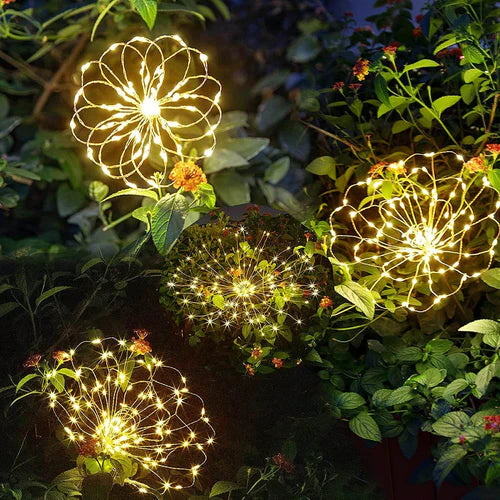 Waterproof Solar Garden Lamp with Fireworks Effect – SparkGlow