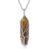 Stylish Crystal with Tree of Life Gemstone Necklace - Elara