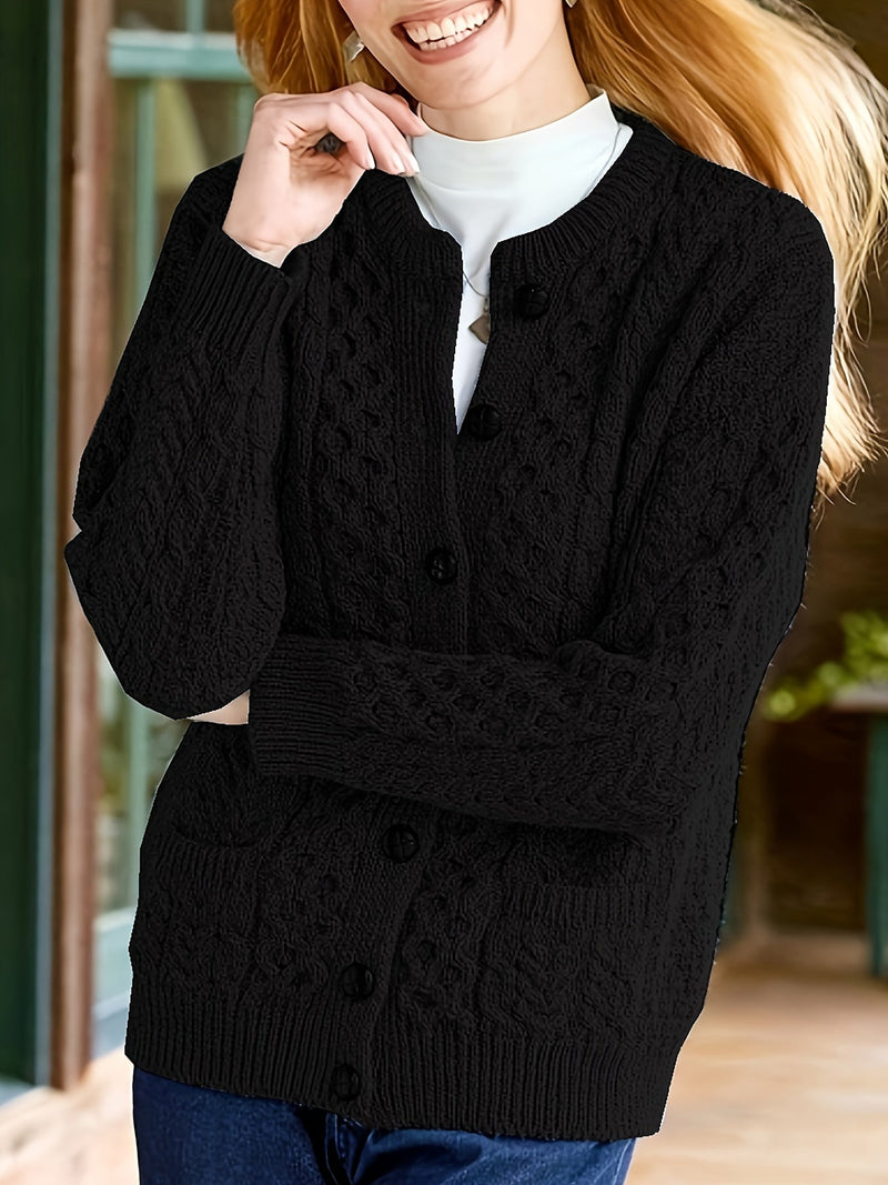 Effen Gebreid Vest met Knoopsluiting en Zakken - Olivia
