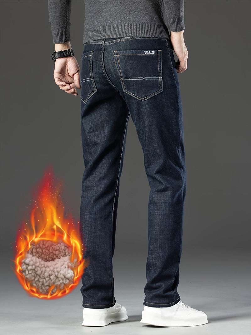 Warm Men's Winter Jeans with Fleece Lining - Grayson